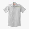 Short Sleeve Striped Industrial Work Shirt Thumbnail